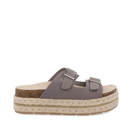 Sandalia Casual Trender color Gris para Mujer con Doble hebilla
