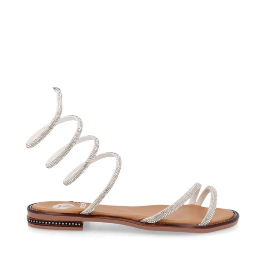 Sandalia Casual Trender color Plata para Mujer con Brillos