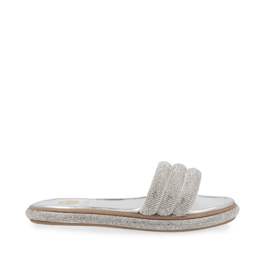 Sandalia Casual Trender color Plata para Mujer con Brillos