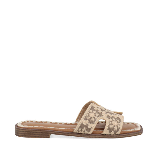 Sandalia Casual Trender color Beige para Mujer con diseño bordado