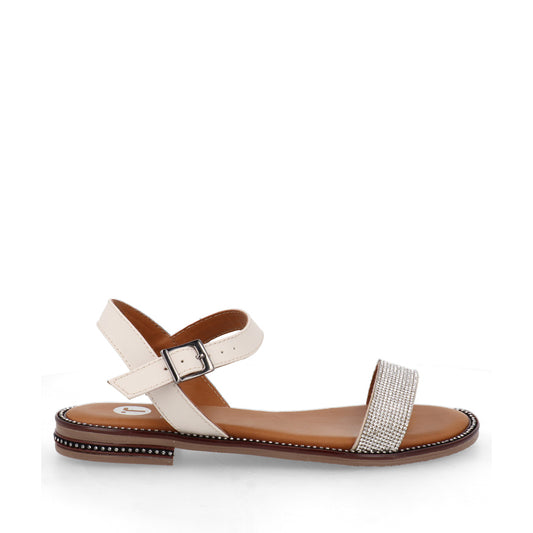 Sandalia Casual Trender color Latte para Mujer con brillos