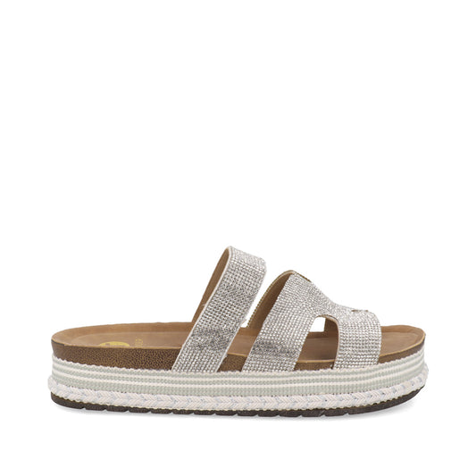 Sandalia Casual Trender color Plata para Mujer con Brillos