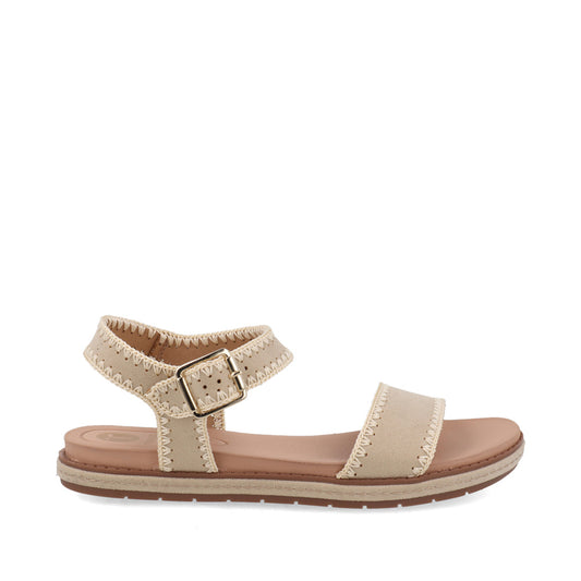Sandalia Casual Trender color Latte para Mujer con detalle tejido