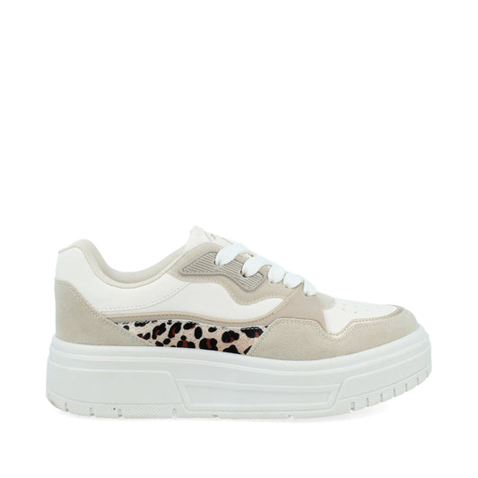Tenis Urbano Trender color Latte con Blanco para Mujer
