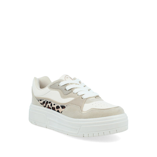 Tenis Urbano Trender color Latte con Blanco para Mujer