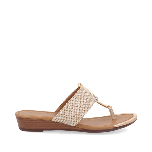 Sandalia Casual pata de gallo Trender color Beige para Mujer con aplicación Dorada