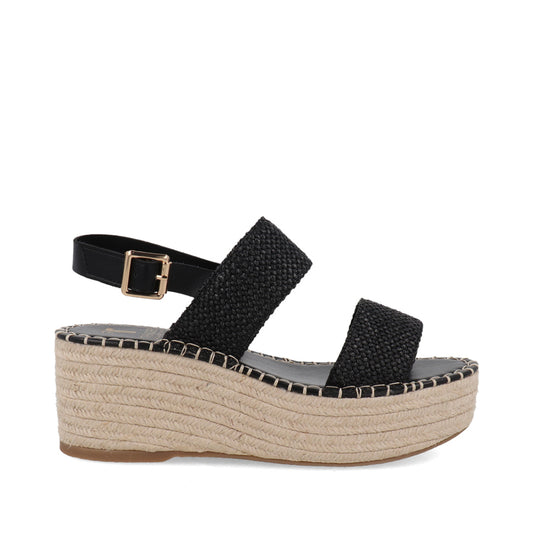 Sandalia Casual Trender color Negro para Mujer con tejido Beige