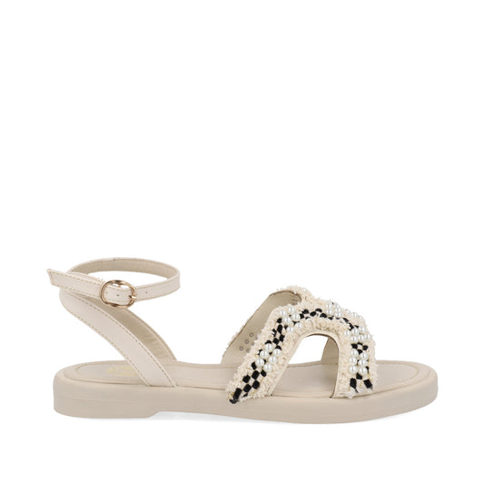 Sandalia Casual Trender color Latte para Mujer con pedreria