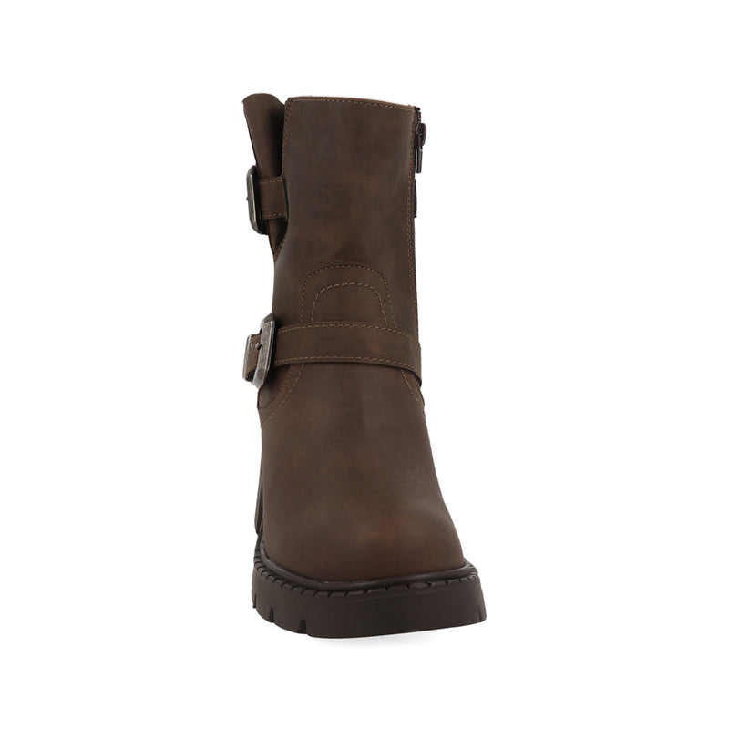 Botin Tipo Industrial Xkenia color Moka para Mujer