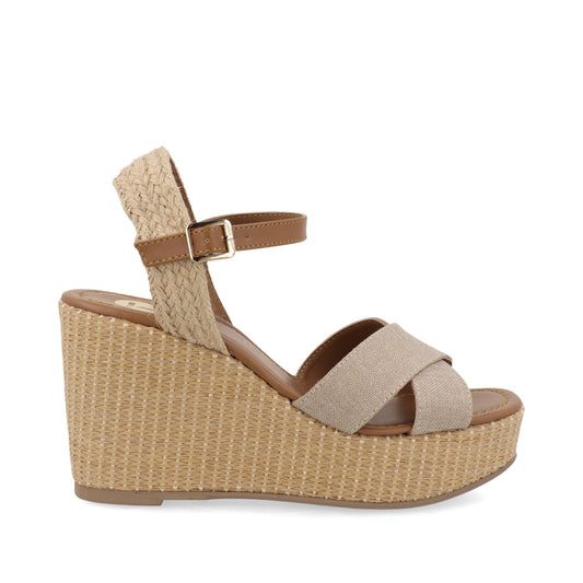 Sandalia Casual con plataforma Trender color Arena para Mujer