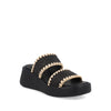Sandalia Casual Trender color Negro para Mujer con detalle tejido Beige