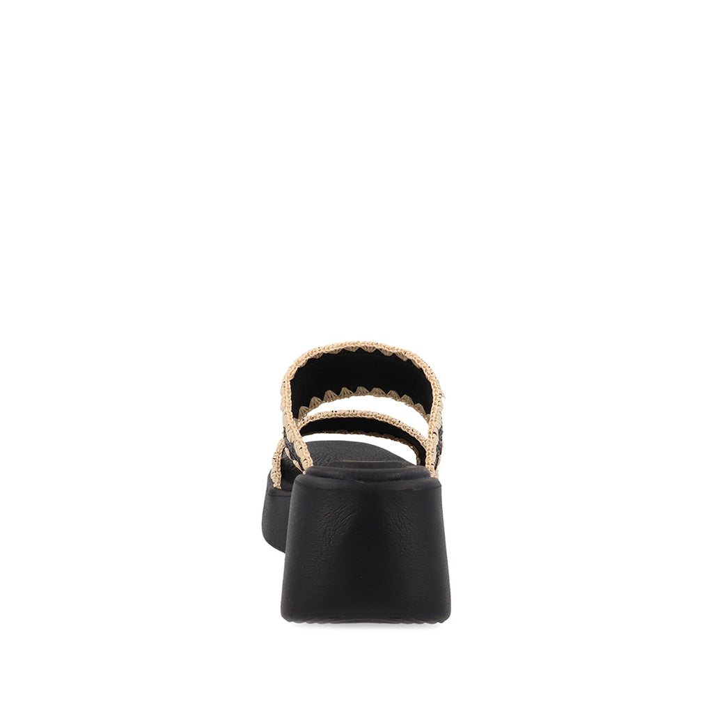 Sandalia Casual Trender color Negro para Mujer con detalle tejido Beige