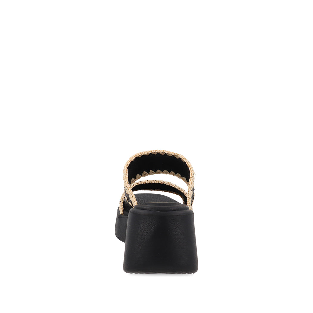 Sandalia Casual Trender color Negro para Mujer con detalle tejido Beige