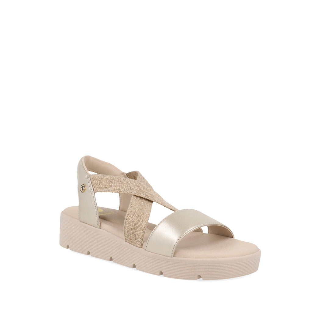 Sandalia Casual Trender color Oro para Mujer con ajuste de Resorte