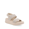 Sandalia Casual Trender color Beige para Mujer con detalles de Brillos y ajuste de Velcro