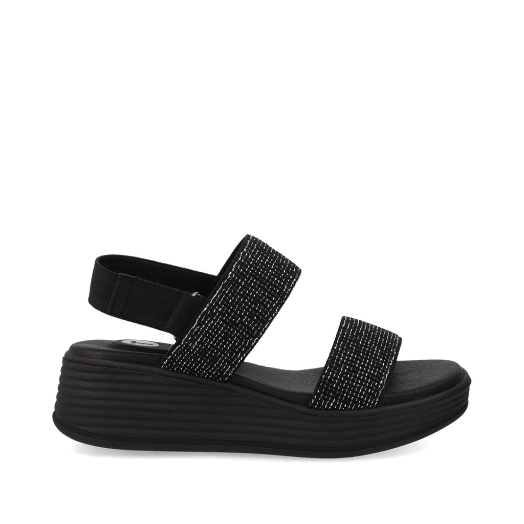 Sandalia Casual Trender color Negro para Mujer con detalles plateados