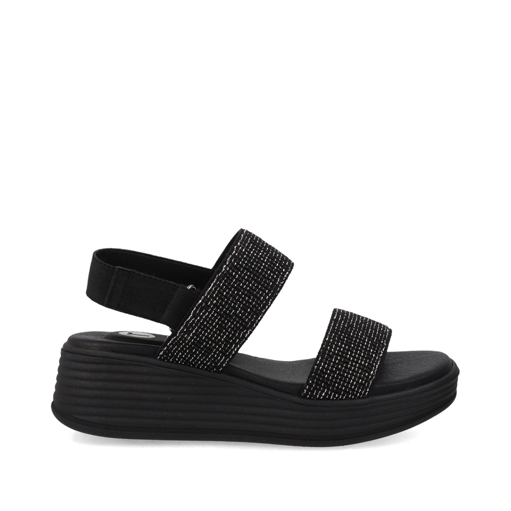 Sandalia Casual Trender color Negro para Mujer con detalles plateados
