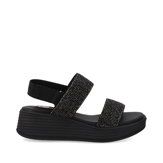 Sandalia Casual Trender color Negro para Mujer con detalles plateados