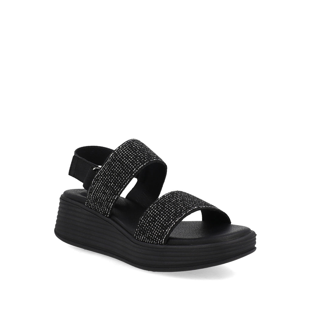 Sandalia Casual Trender color Negro para Mujer con detalles plateados