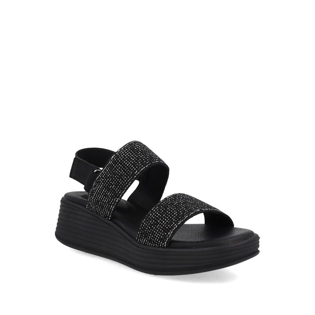 Sandalia Casual Trender color Negro para Mujer con detalles plateados