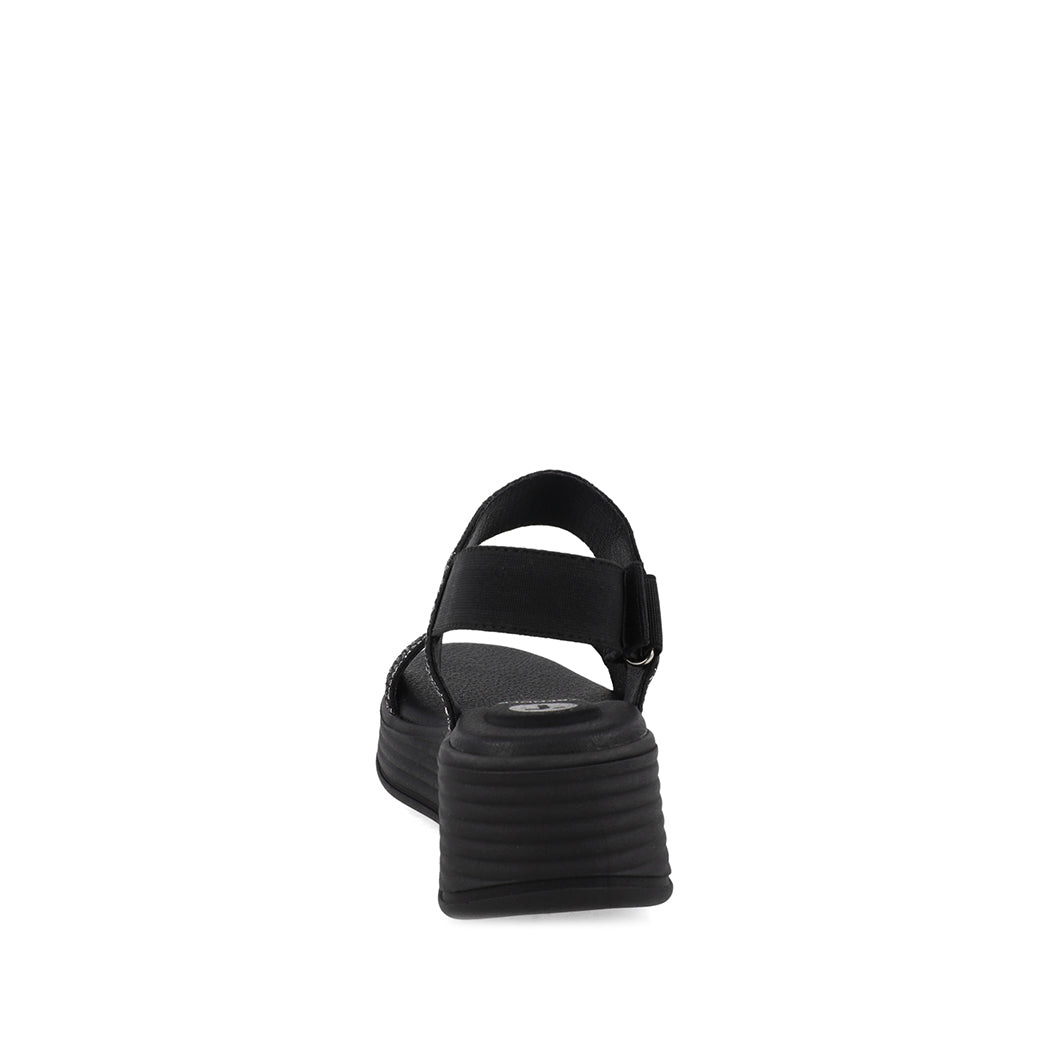 Sandalia Casual Trender color Negro para Mujer con detalles plateados