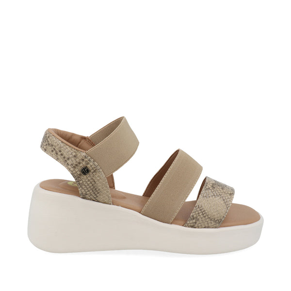Sandalia Casual Trender color Beige con detalle de Animal Printt para Mujer
