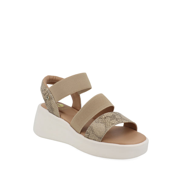 Sandalia Casual Trender color Beige con detalle de Animal Printt para Mujer