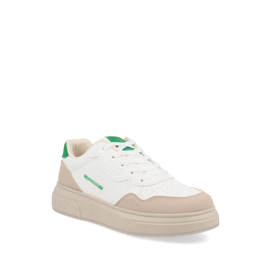 Tenis Urbano Trender color Blanco con detalle verde para Mujer