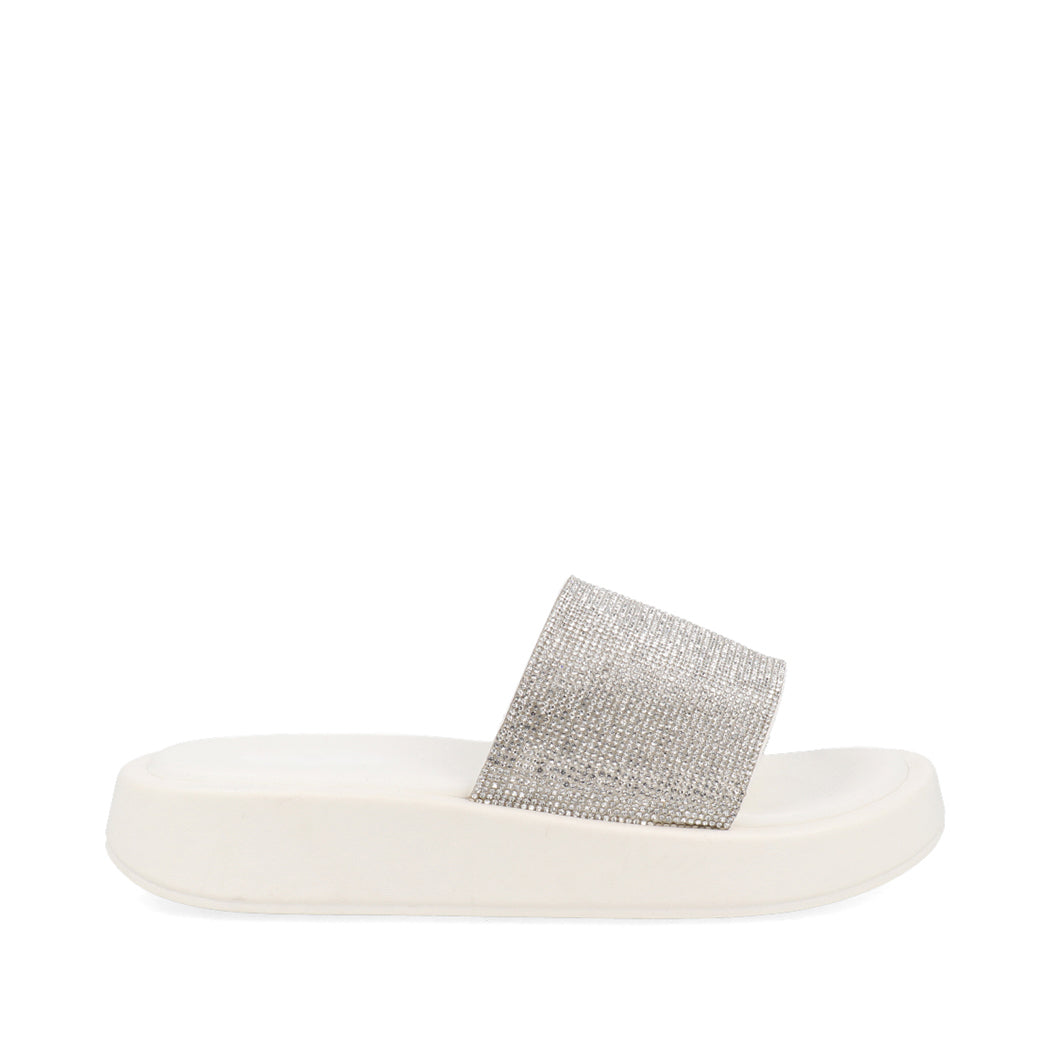 Sandalia Casual Trender color Blanco para Mujer con Brillos