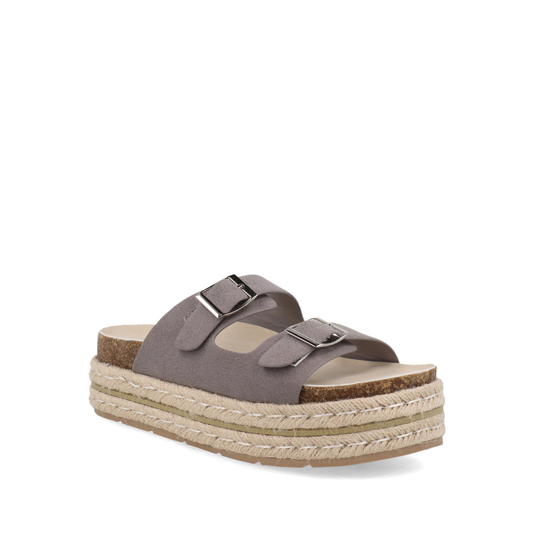 Sandalia Casual Trender color Gris para Mujer con Doble hebilla