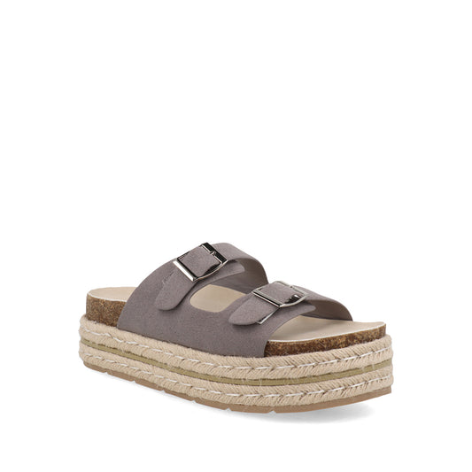 Sandalia Casual Trender color Gris para Mujer con Doble hebilla