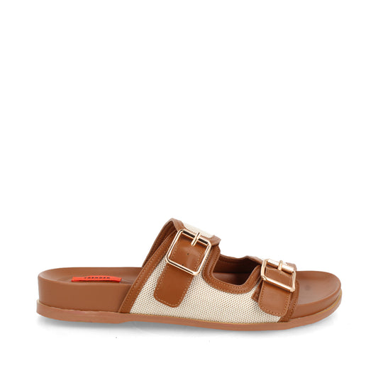 Sandalia Casual Trender color Miel con detalle cafe para Mujer