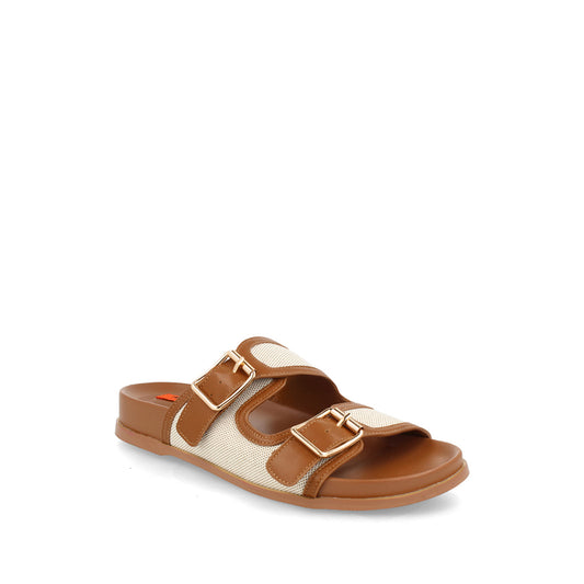 Sandalia Casual Trender color Miel con detalle cafe para Mujer