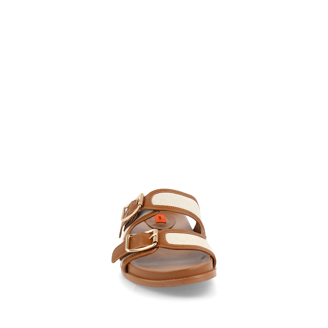 Sandalia Casual Trender color Miel con detalle cafe para Mujer