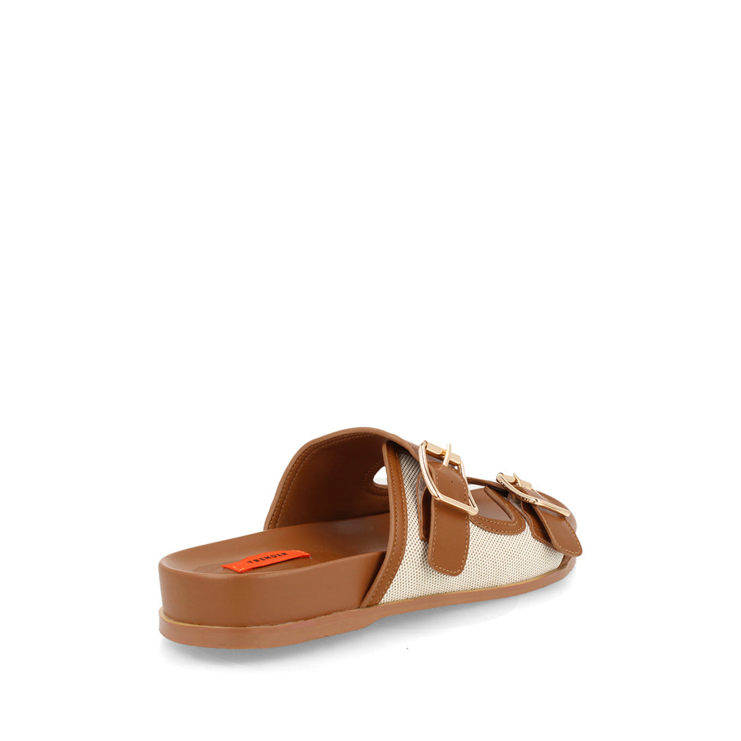 Sandalia Casual Trender color Miel con detalle cafe para Mujer