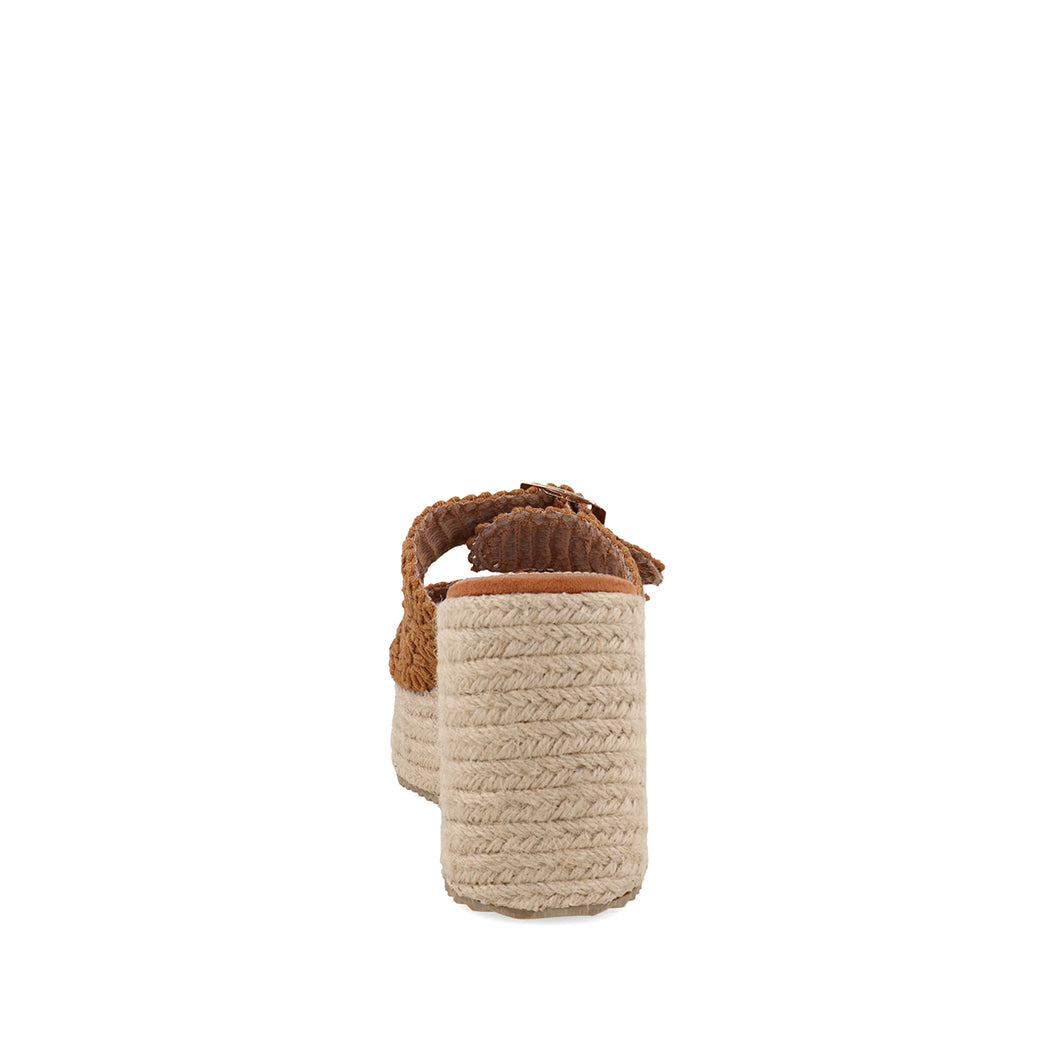 Sandalia Casual Trender color Camel para Mujer con doble Hebilla