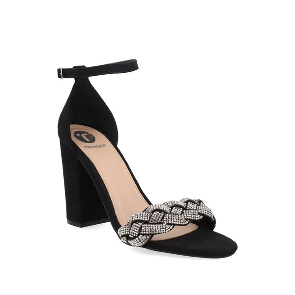 Sandalia de Tacón Trender color Negro Decorada para Mujer