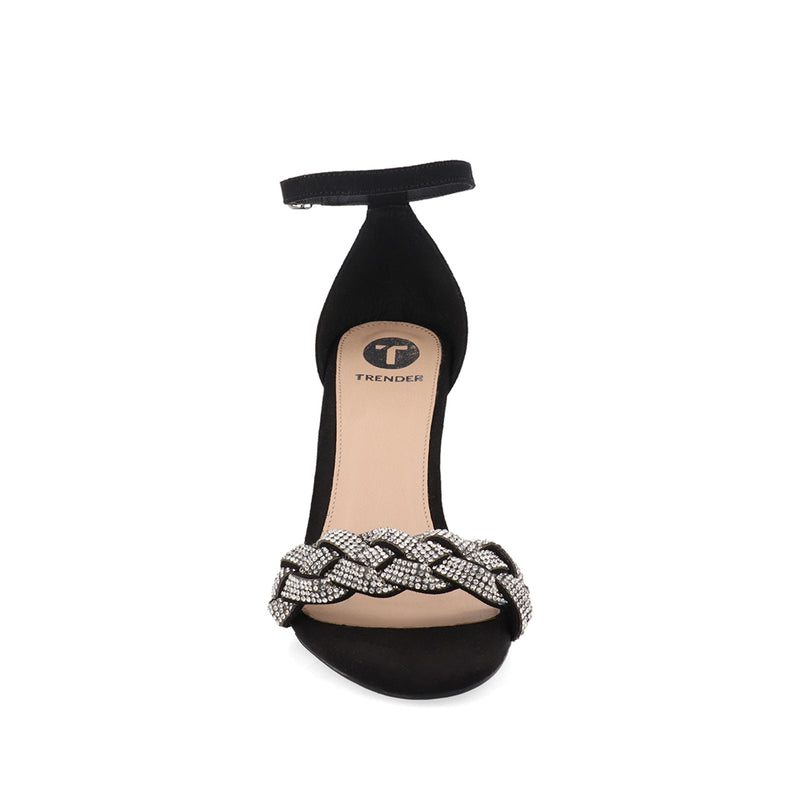 Sandalia de Tacón Trender color Negro Decorada para Mujer