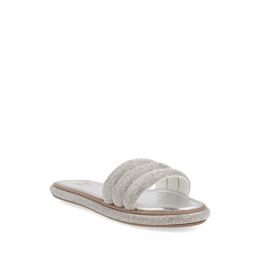 Sandalia Casual Trender color Plata para Mujer con Brillos
