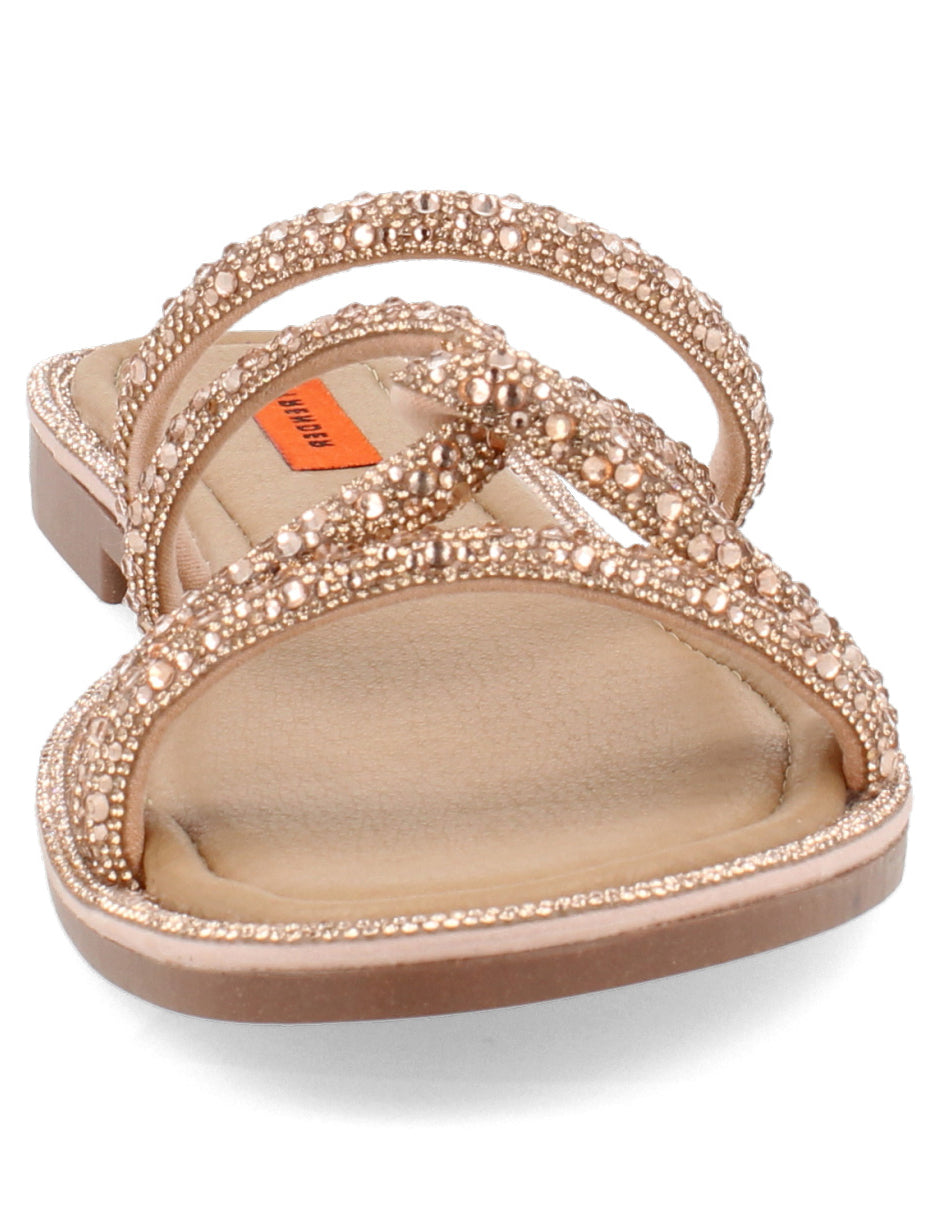 Sandalia Casual Trender color Oro para Mujer