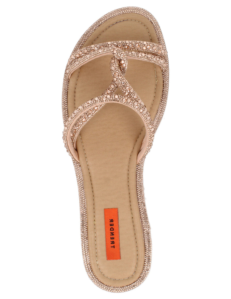 Sandalia Casual Trender color Oro para Mujer