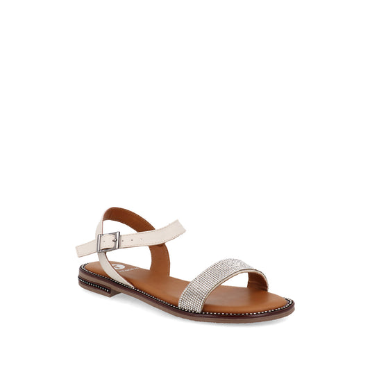 Sandalia Casual Trender color Latte para Mujer con brillos