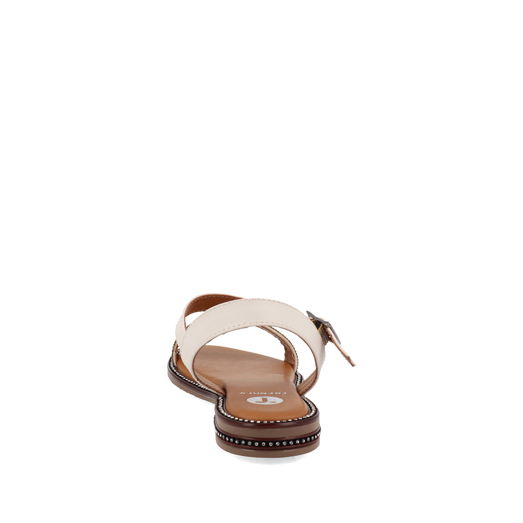 Sandalia Casual Trender color Latte para Mujer con brillos