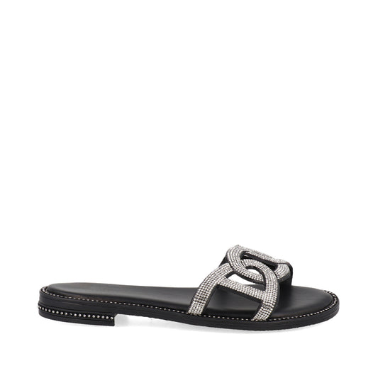 Sandalia Casual Trender color Negro para Mujer con brillos