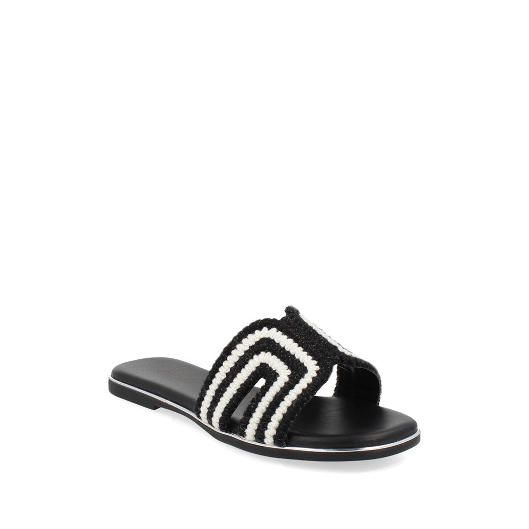 Sandalia Casual Trender color Negro con Blnco para Mujer