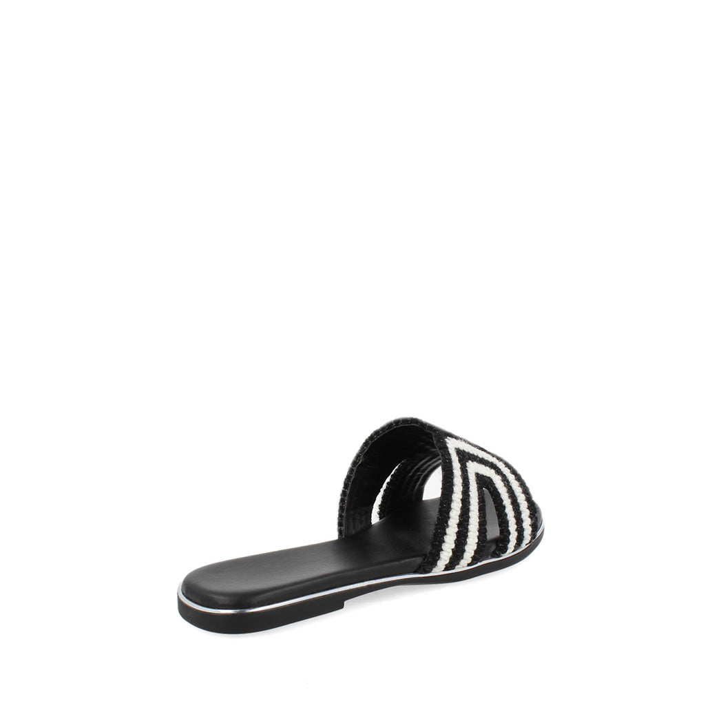 Sandalia Casual Trender color Negro con Blnco para Mujer