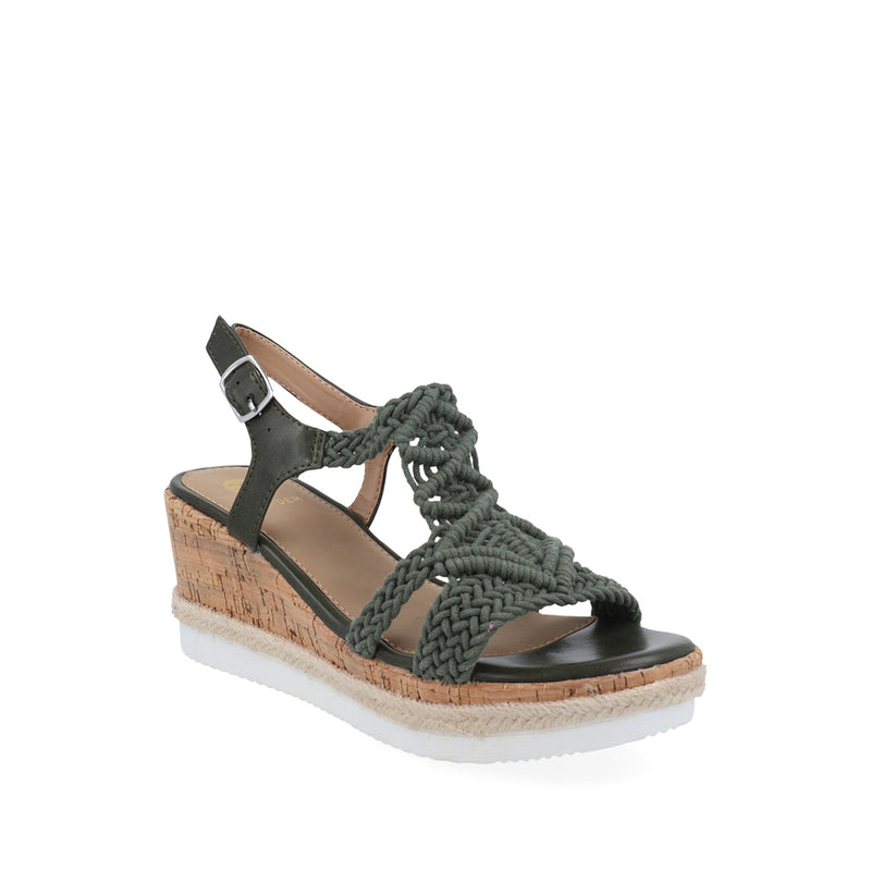 Sandalia Casual Trender color Olivo para Mujer