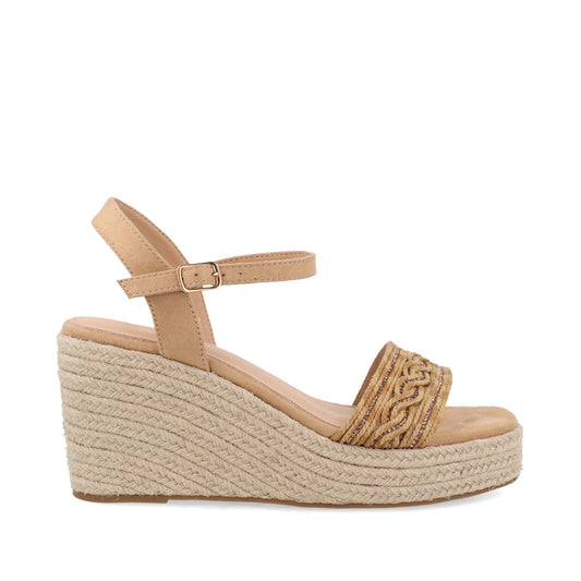 Sandalia Casual Trender color Camel para Mujer con Brillos