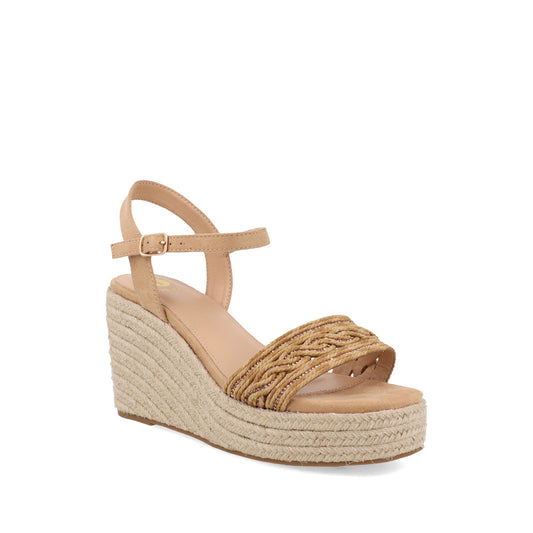 Sandalia Casual Trender color Camel para Mujer con Brillos