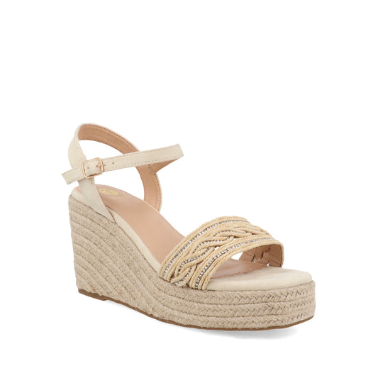 Sandalia Casual Trender color Beige para Mujer con Brillos
